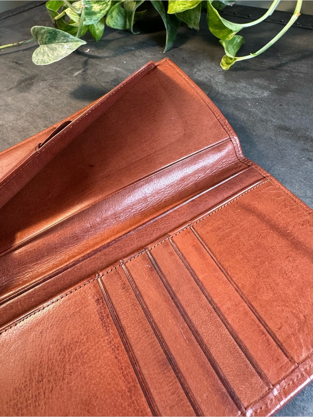 Vintage 1980s COACH Water Buffalo Hide Leather Long Wallet Unisex British Tan - Picture 6 of 9